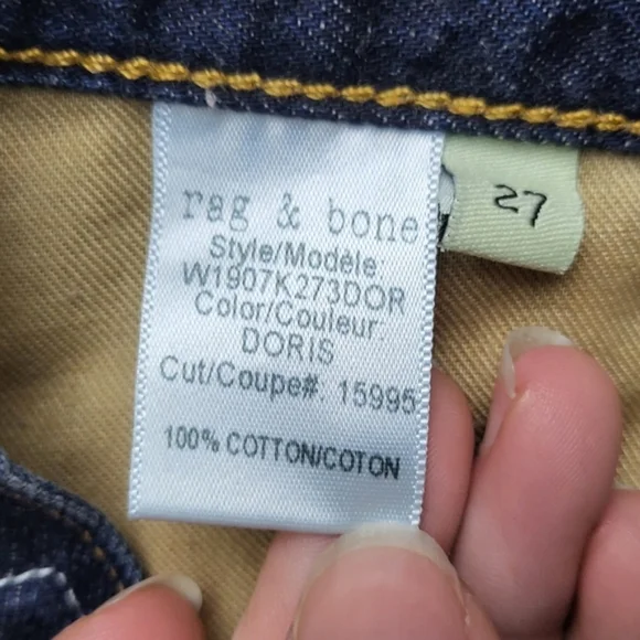 Rag & Bone Shorts Jean Cut Off Short in Doris Distressed Cotton Dark Wash sz 27 - Picture 11 of 11